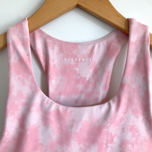 ALL FENIX x ANTHROPOLOGIE BLUSH PINK TIE DYE MOISTURE WICK LONG BRA SIZE MEDIUM - Picture 6 of 14